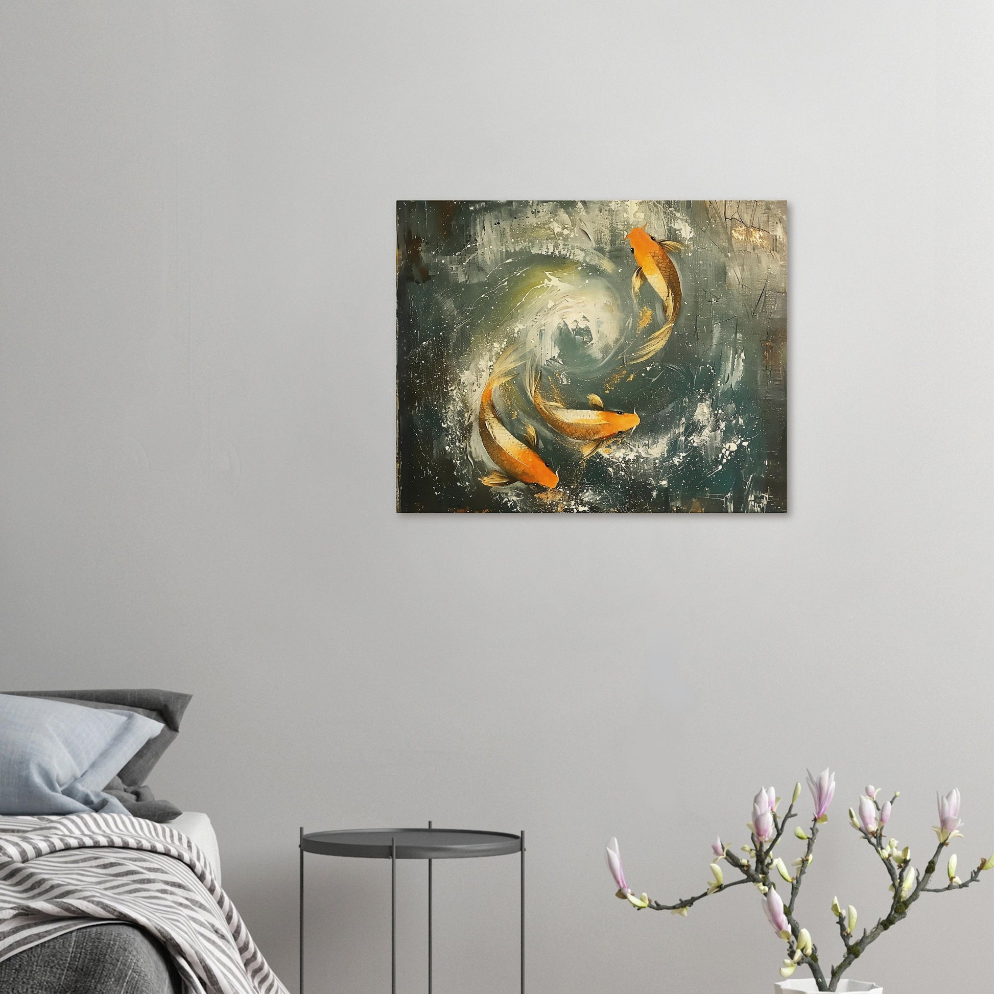 Glücksenergie und Harmonie mit Feng Shui Koi Karpfen Kunstwerk