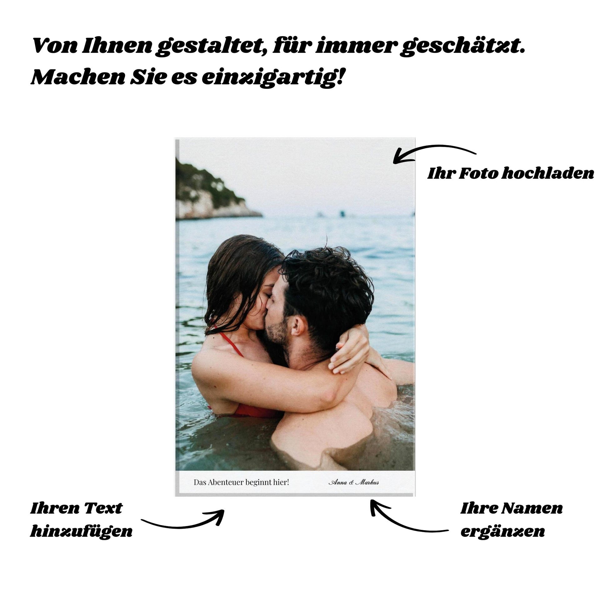 Personalisierte Leinwand zum Selbstgestalten: Ein einfaches DIY-Geschenk für Jahrestag oder Hochzeit, das in nur 5 Minuten erstellt werden kann. Zeigt eine hochwertige Leinwand mit einem individuell anpassbaren Design, ideal für persönliche Geschenke und besondere Anlässe.